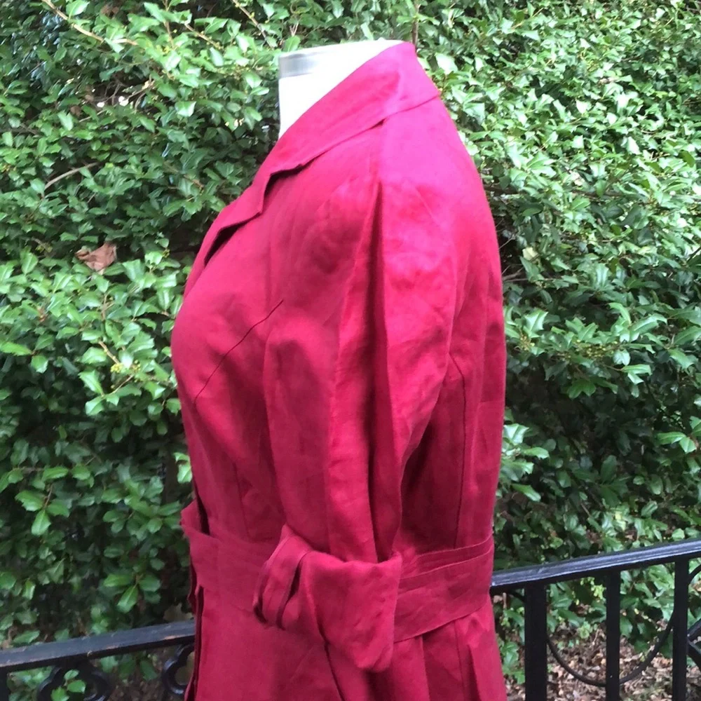 Ellen Tracy burgundy Linen Boho Dress - Picture 4 of 9